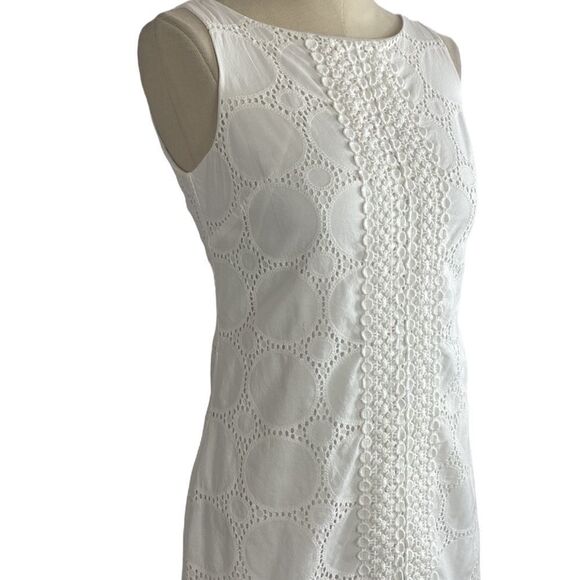 Eliza J Sleeveless Cotton Knee Length Preppy Shift Dress‎ White Size 2 - Picture 3 of 11